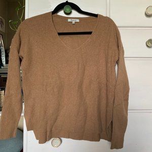 Madewell Camel Merino Wool V-Neck Sweater
